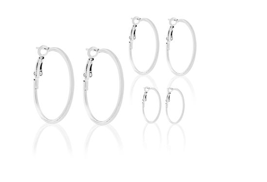 Picture of Silver-Tone Stainless Steel 35/50/60mm Trio Hoop Set