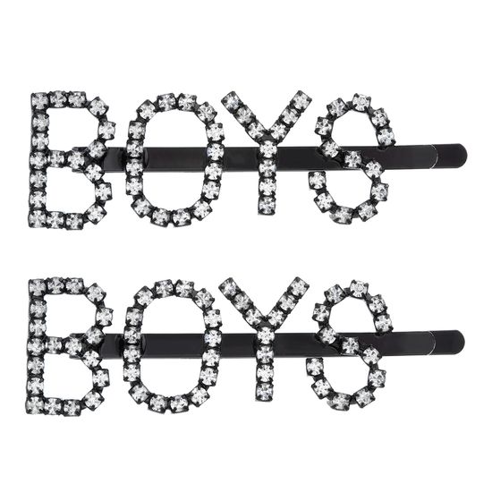 Imagen de Steve Madden Women's "BOYS" Rhinestone Design Black-Tone Hair Pin Set
