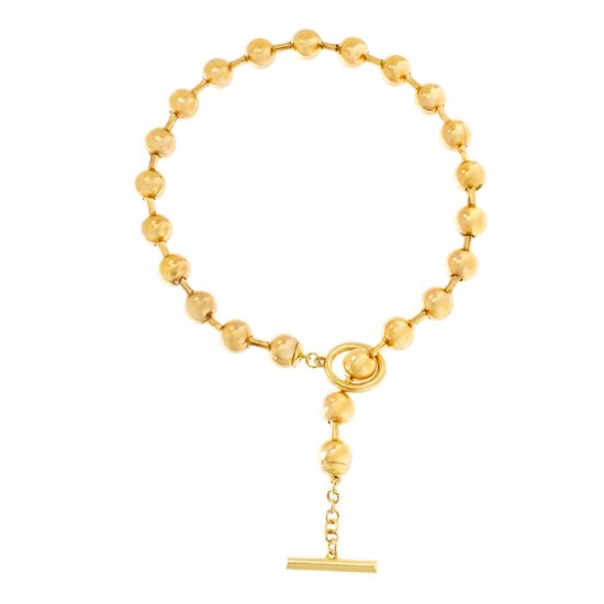 Imagen de Steve Madden Women's Beaded Bar Yellow Gold-Tone Toggle Closure Choker Necklace