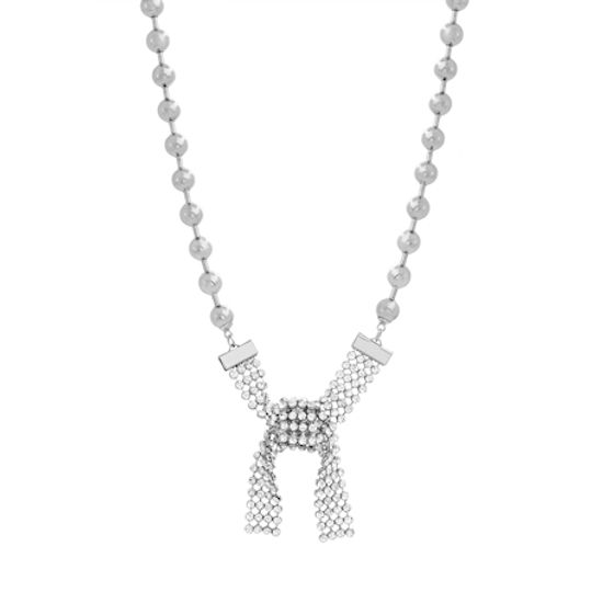 Imagen de Steve Madden Women's Beaded Knot Design Pendant Silver-Tone Necklace