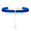 Picture of Gold-Tone Bezel Crystal Crescent Pendant Blue Velvet Choker