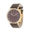 Picture of Ike Behar Men's Gold Plated Case Date Function Dial Light & Dark Brown Tweed Design Leather Band Watch