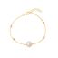 Picture of Sterling Silver Freshwater Pearl Cubic Zirconia Flower Design Bezel Stations Cable Chain Bracelet