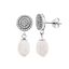 Picture of Sterling Silver Cubic Zirconia Disc with Dangling Freshwater Pearl 23mm Post Earring