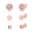 Picture of Sterling Silver Simulated Morganite & Cubic Zirconia  Border Flower/Ball/Stud Trio Post Earring Set
