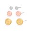 Picture of Gold Rose Gold & Rhodium Plated Brass Trio Textured Ball Post Earring Set