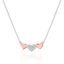 Picture of Genuine Cubic Zirconia Triple Heart Station Pendant on Cable Chain Necklace in Two Color Sterling Silver