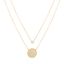 Picture of STERLING SILVER GOLD CZ BEZEL & PAVE CIRCLE STATION ON 16+2 DOUBLE-LAYER CABLE CHAIN NECKLACE