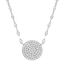 Picture of Sterling Silver Cubic Zirconia Station Round Disc Pendant Sparkle Chain Necklace