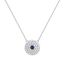 Picture of Sterling Silver Clear/Blue Cubic Zirconia Station Evil Eye Pendant 16+2 Cable Chain Necklace