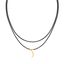 Picture of Sterling Silver Crescent Wrap Black Leather Necklace