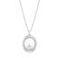 Picture of Rhodium Plated Brass Freshwater Pearl & Created Pink Cubic Zirconia Love Open Disc Cable Chain Necklace