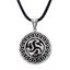 Picture of Silver-Tone Stainless Steel Mens Black Enamel Triple Deer Head Design Disc Pendant 22+2 Black Leather Cord Necklace