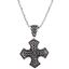 Picture of Silver-Tone Stainless Steel Men's Oxidized Textured Cross Pendant 24 Ball Bead Chain Necklace