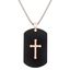 Picture of Two-Tone Stainless Steel Carbon Fiber Cross Dog tag Round Box Chain Necklace