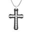Picture of Stainless Steel Men's Double layered Carbon Fiber Wavy Cross Pendant Box Chain Necklace