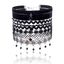 Picture of Silver-Tone Alloy Dangling Black Stone/Star Charm 8pc Velvet/Lace/Floral Design Choker Set