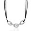 Picture of Silver-Tone Alloy Crystal Interlocked Rings Black Cord Necklace