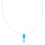 Picture of Silver-Tone Stainless Steel Teardrop Aqua Crystal Wire Chain Necklace