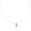 Picture of Silver-Tone Stainless Steel Teardrop Pink Crystal Wire Chain Necklace