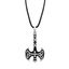 Picture of Silver-Tone Stainless Steel Mens Black Enamel Double Sided Ax Pendant 22+2 Black Leather Cord Necklace