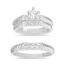 Picture of Sterling Silver Cubic Zirconia 3 Piece V-Shape Stripe Design with 6 Prong Center Circle Wedding Band Rings Size 9