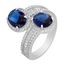 Picture of Oval Blue & Clear Genuine Cubic Zirconia Bypass Ring in Sterling Silver