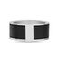 Picture of Silver-Tone Stainless Steel Black Leather Single Vertical Stripe Band Ring Size 10
