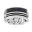 Picture of Two-Tone Stainless Steel Men's 2 Row Black Enamel Carbon Fiber Design Curb Chain Band Ring Size 11