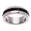 Picture of Silver-Tone Stainless Steel Black Cubic Zirconia Center Band Ring