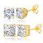Picture of Sterling Silver 2pc Round/Square Cubic Zirconia Stud Post Earring Set