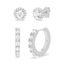 Picture of Sterling Silver Cubic Zirconia Round Halo Stud and Pave Huggie Earring Set