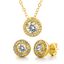 Picture of Sterling Silver Cubic Zirconia 4 Prong Round Halo Necklace and Earring Set