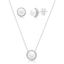 Picture of Sterling Silver Cubic Zirconia and Freshwater Pearl Halo Pendant and Earring Set