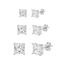 Picture of STERLING SILVER RHODIUM CZ PRINCESS CUT 3MM/4MM/5MM TRIO STUD EARRING SET
