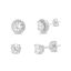 Picture of Sterling Silver Cubic Zirconia Round/ Square Halo And Round Cut Stones 3pc Post Earring Set