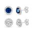 Picture of Round Simulated Blue Sapphire and Clear Cubic Zirconia Halo Stud Earring 2 pc Set in Rhodium over Brass