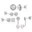 Picture of Silver-Tone Brass Freshwater Pearl Cubic Zirconia Fireball Stud Front to Back 4 Piece Earring Set