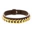 Picture of Steve Madden Gold-Tone Stainless Steel Men's Curb Chain Black Leather Bracelet