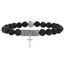 Picture of Steve Madden Silver-Tone Stainless Steel Mens Oxidized Cross Charm 7 Lava Bead Stretch Bracelet